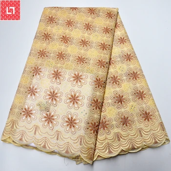 

New style Swiss lace fabric 2020 latest heavy beaded embroidery African 100% cotton fabrics Swiss voile lace popular Dubai style