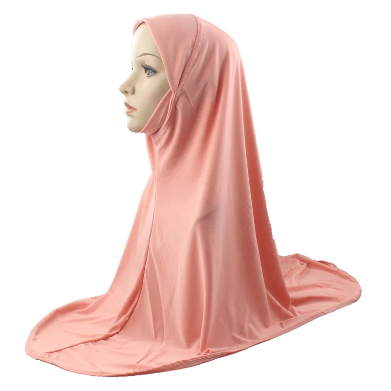 10 шт. мусульманский женский хиджаб исламский шарф женский платок на голову нагрудный шарф полное покрытие головной убор мягкий стрейч оптом - Цвет: Orange Pink