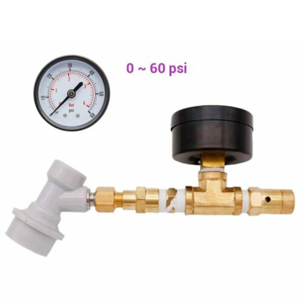 Ball Lock Spunding Valve Adjustable Pressure Relief Brewing Assembly W/Gauge Set