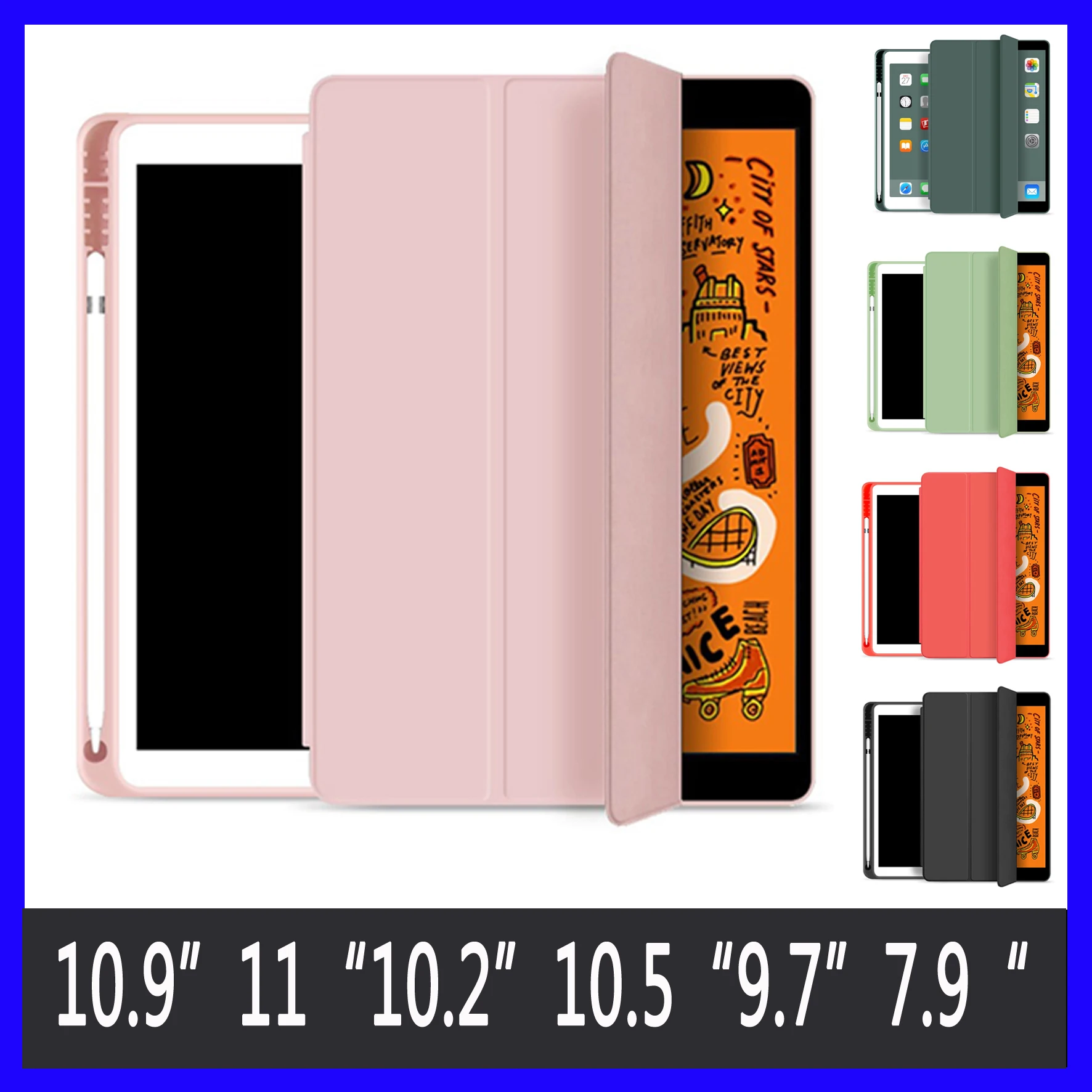 Для iPad 9.7 Чехол 2021 M1 Pro 11✐.9✐.5ɺir 3/4 ✐.2 дюйма 2018 2019 2020 мягкий чехол с