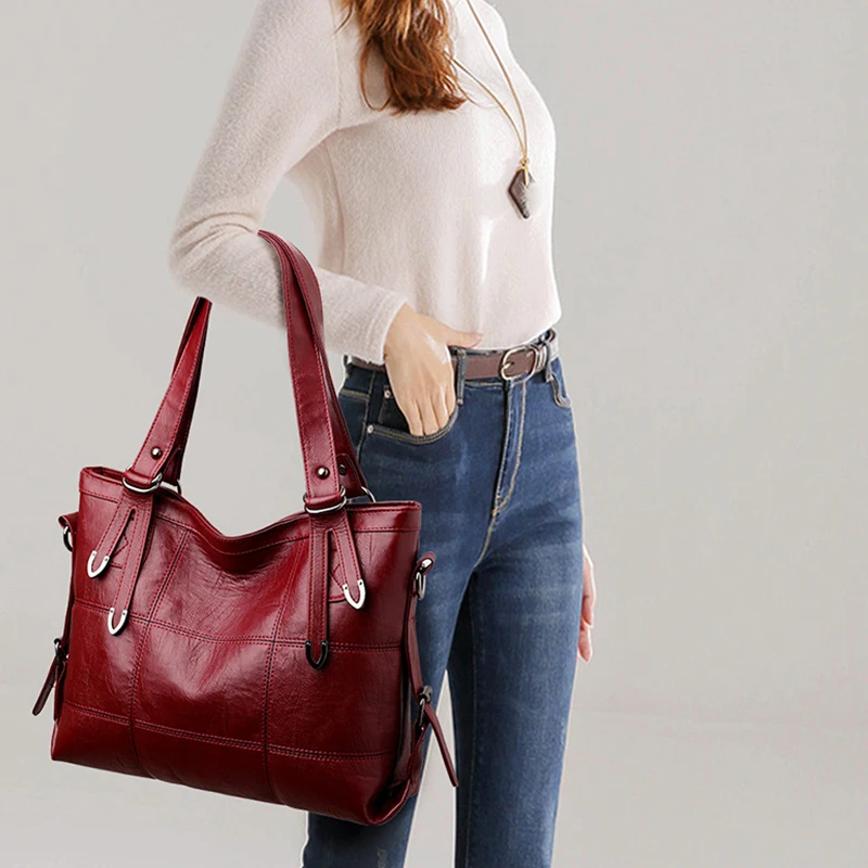 Winter PU Leather Zipper Luxury Handbags and Purse  omen Large Capacity Designer Shoulder Crossbody Bags Bolsa Feminina Sac