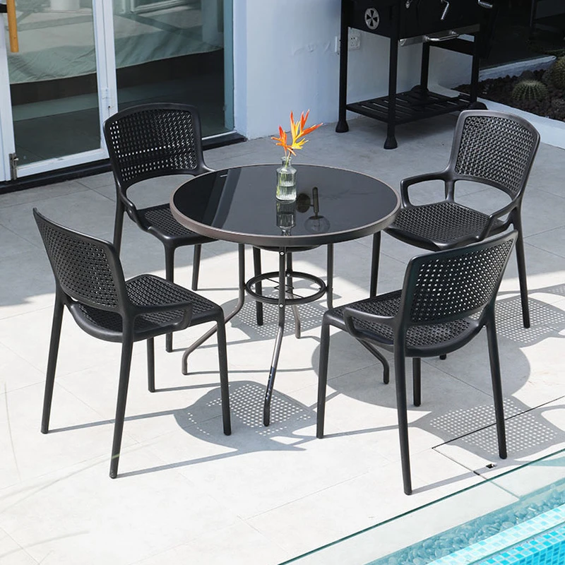 Juego de muebles de plástico Estilo nórdico para exterior, sillas para terraza, jardín, restaurante, casa, balcón, mesa de ocio|Sets para el jardín| - AliExpress