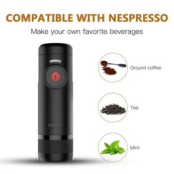 

HOBFU Portable Rechargeable Espresso Machine Boils Water 15 Bars Pressure One-Button Operation Travel Outdoor Coffee Maker