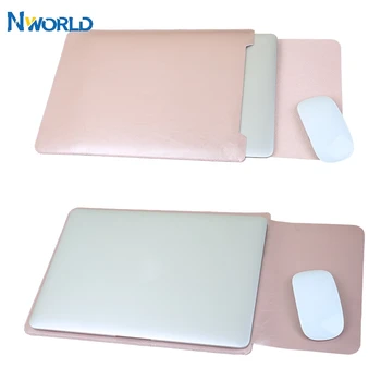 

Nworld 12 13 15 Inch Laptop Bag Leather Sleeve Laptop Case For Macbook Air Pro hp xiaomi With Safe Interior Exterior Mouse Pad