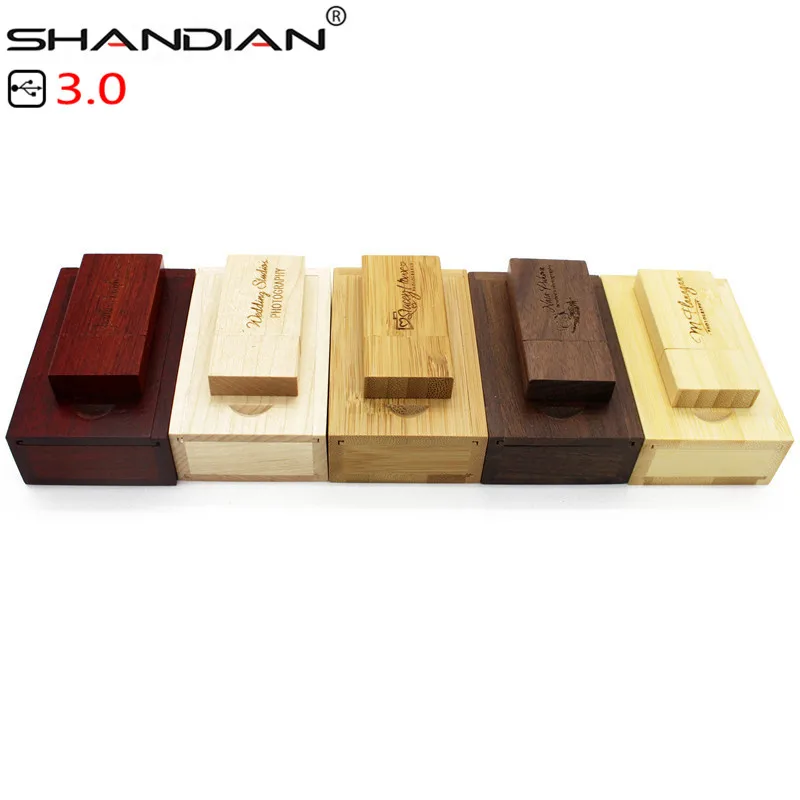 SHANDIAN USB 3 0 деревянный usb с коробкой флэш накопитель ручка драйвер дерево чипы pendrive