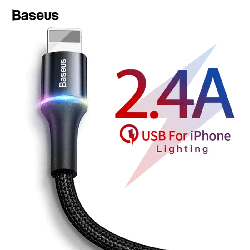 

Baseus USB Cable For iPhone Lighting Fast Charging For iPhone Xs Max Xr X 8 7 6 6S 5 S iPad Wire Cord Mobile Phone Charger Cable