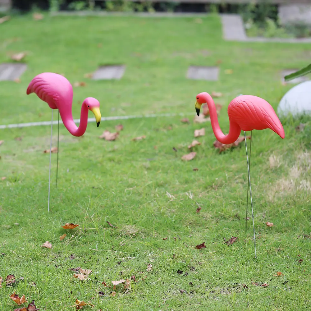 SOLEDI 1 Set Outdoor Gardening Decor Decal Flamingo Garden Artificial Flamingo Pink/Red for Festival Villa Home Garden Supply