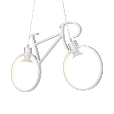 Modern Chandelier Bicycle Metal Wrought Iron Chandelier Lampshade E27 Edison Led Chandelier Living Room Cafe Shop - Body Color: White