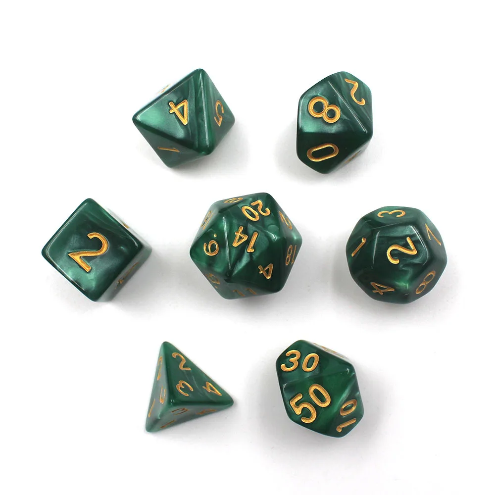 Трансграничной поставка Товары TRPG мульти-кости граненые/кости Нью-Йорк(7/Group) DND Ran Группа ролл жемчуг зеленый-золото