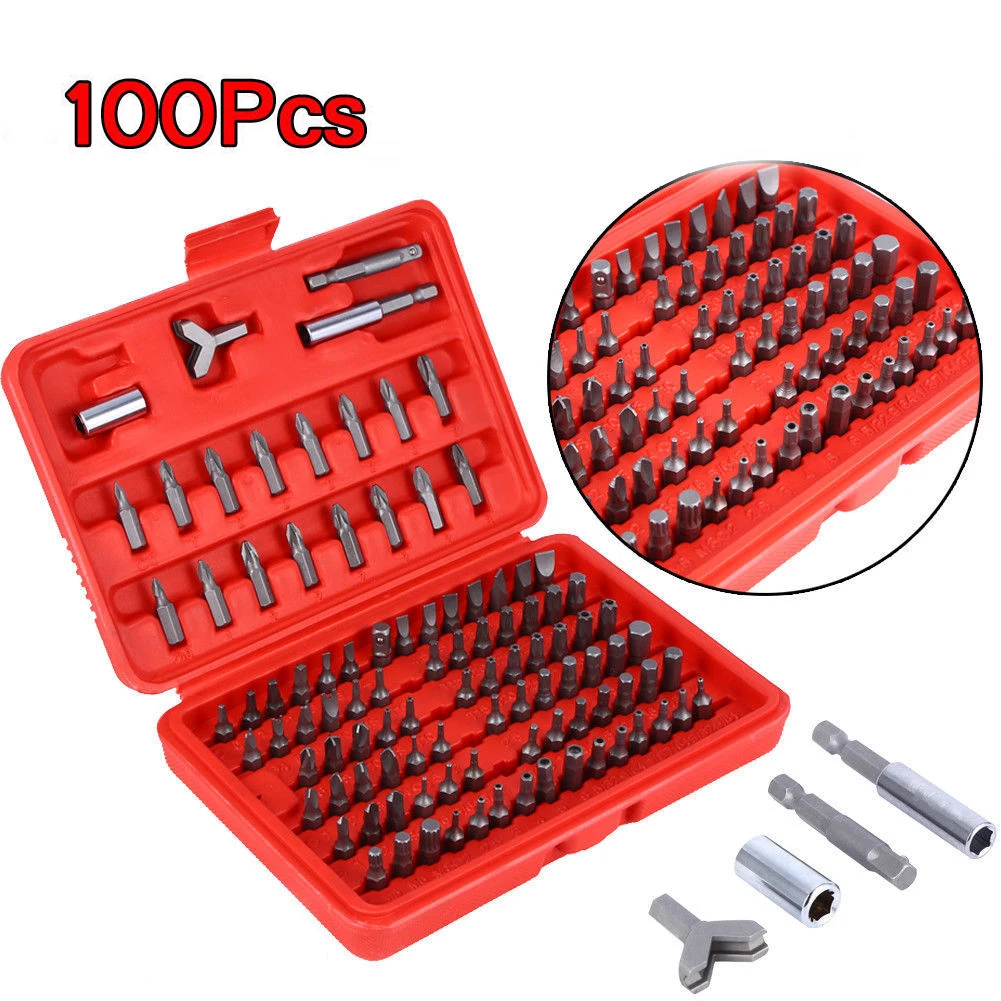 100 Pcs Screwdriver Bit Set Security Bit Set Chrome Vanadium Steel