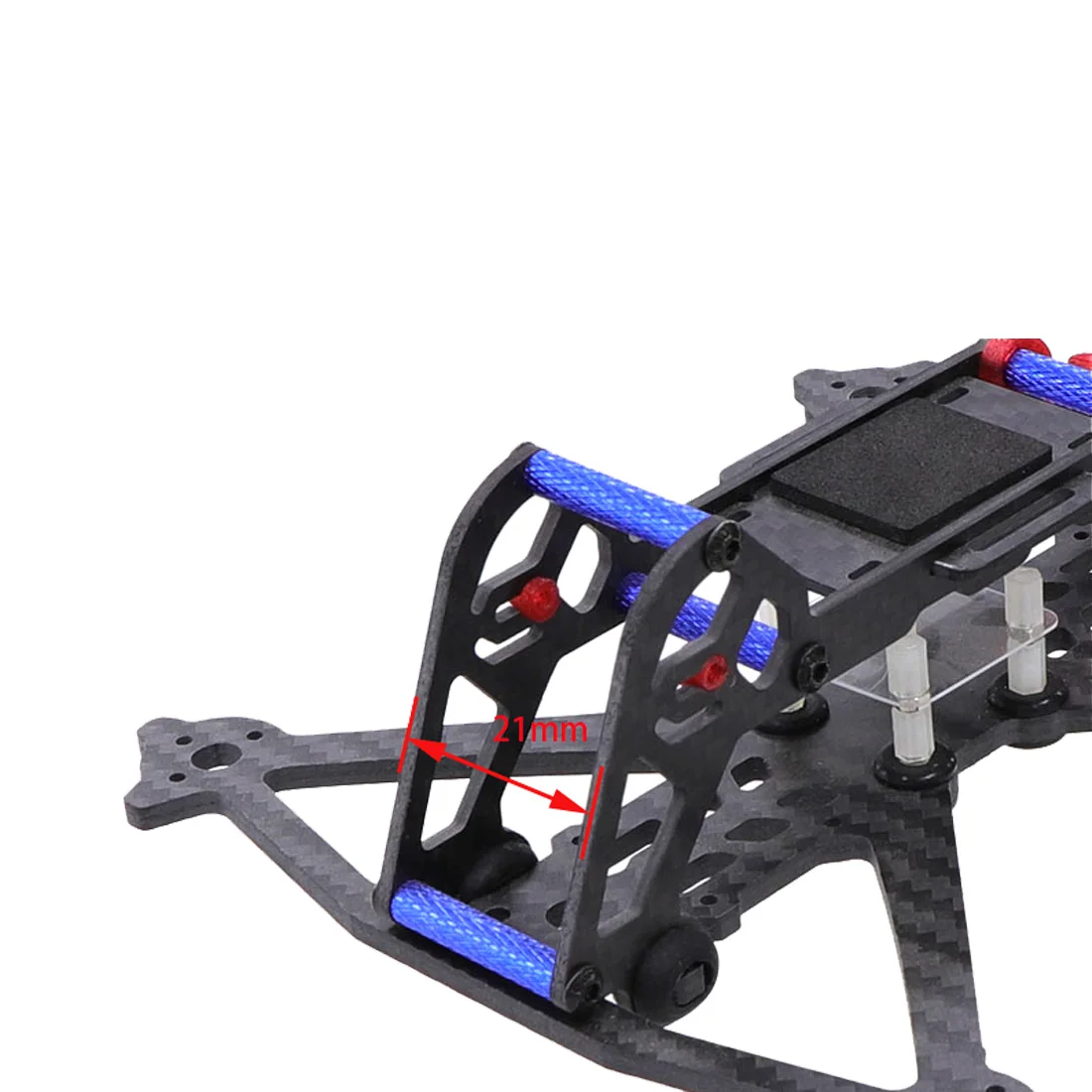 Vue détaillée du kit châssis quadricoptère JMT Mini Acrobrat 163, avec la plaque inférieure et les entretoises.