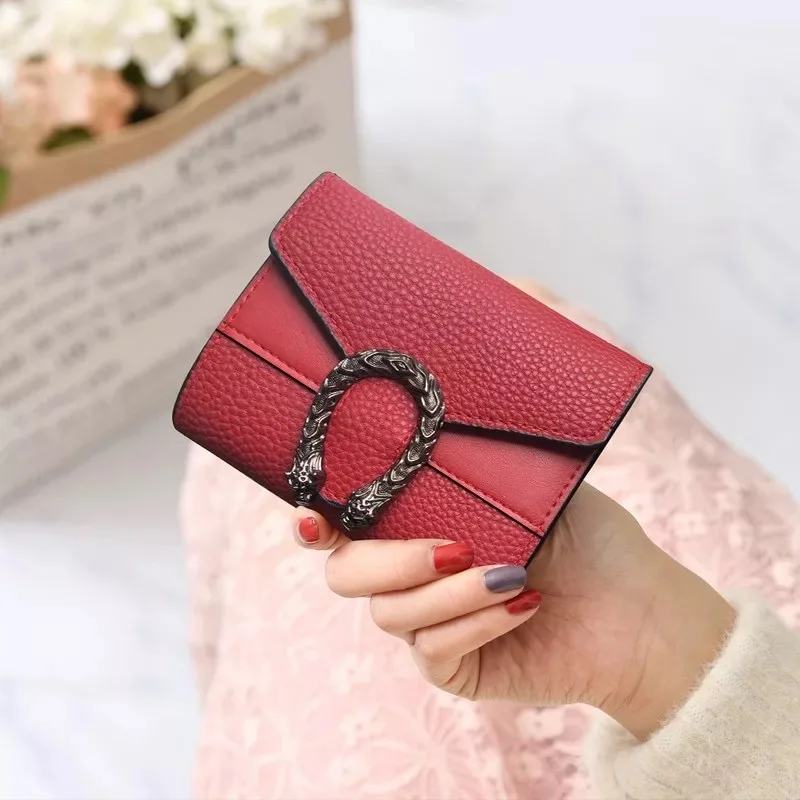 

New Women Wallet Short Purse Stitching Wallet Small Three fold Handbag Multi-function Multi-card Bag anime wallet women wallets