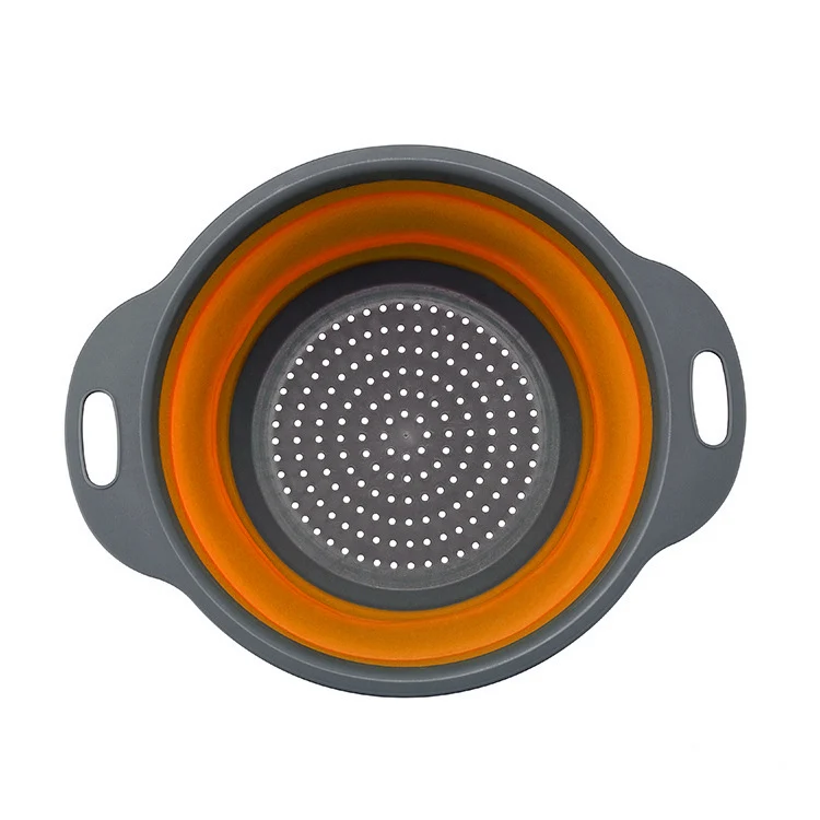 Orange Складной силиконовый дуршлаг для фруктов, овощей, корзина для мытья, ситечко, складной Слив с ручкой, кухонные инструменты - Цвет: Orange