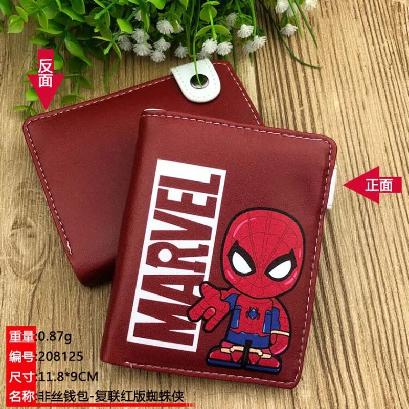 Мстители Человек-паук Железный человек Тор бумажник кошелек id окна отделения для карт на молнии карман для монет