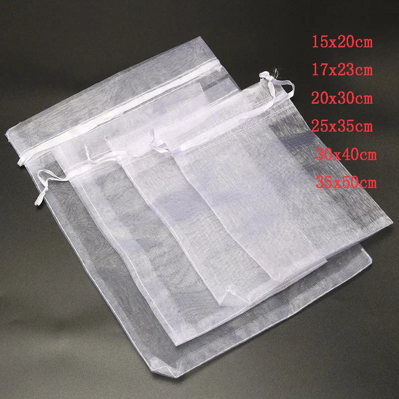 10 pezzi/lotto grandi sacchetti in organza 15x20 17x23 20x30 25x35 cm Sacchetti per gioielli di alta qualà con sacchetti regalo per matrimonio con chiusura a coulisse 7Z  15