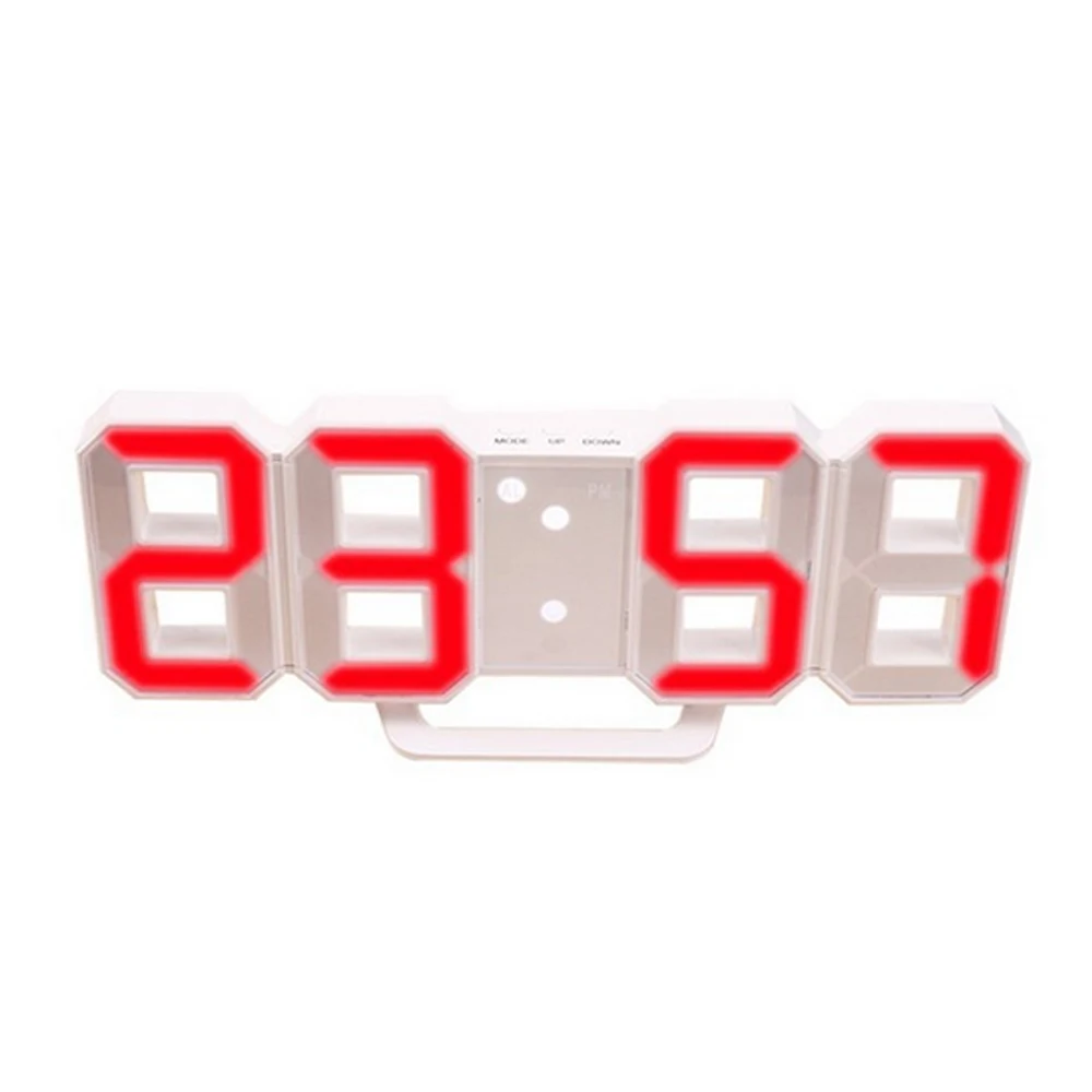 Red A 3D большой светодиодный цифровой настенные часы с датой Цельсия ночник Дисплей настольные часы будильник для дома гостиная - Цвет: Red A