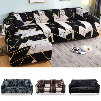 

Geometric Marble Sofa Slipcovers Elastic Sofa Cover Armchair Slipcovers 3 Seaters Stretch Sofa Bezug Cove