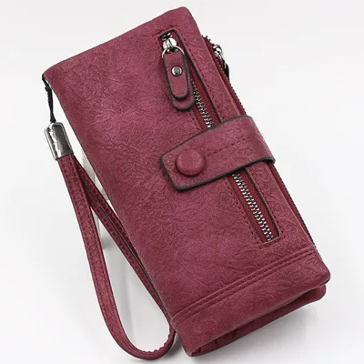

Fashion Soft Nubuck Leather Wristlet Purse Long Checkbook Clutch Bag Large Capacity Zipper Long Wallet Phone Holder for Ladies