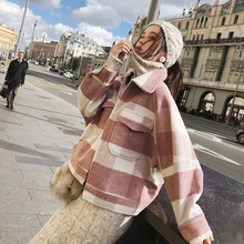MISHOW шерстяное пальто женский осень зима новое пальто женская куртка с длинным рукавом повседневная клетка с коротким пальто MX18D9525