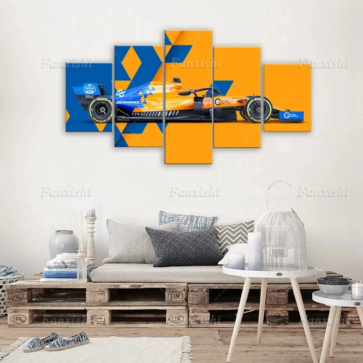 F1 Racing Track Car Mclaren Mcl34 Thomas Sainz 5 Pezzi-Poster Wall Art Canvas Painting Stampe Hd Immagini Modulari Regalo Uomo
