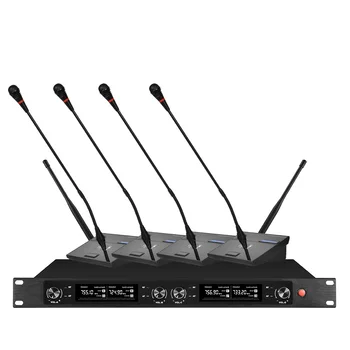 プロフェッショナルワイヤレスマイクシステム 4 チャンネルマイク 4 会議マイク学校の会議室