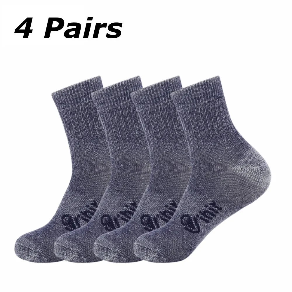 4 Pairs/pack,Vihir Men's Antimicrobial Thermal 80% Merino Wool Athletic Crew sport Socks