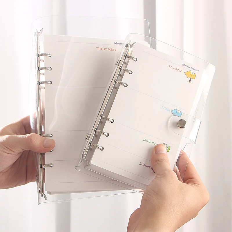 A5 A6 Loose-leaf Notepad Case Cover Transparent Shiny Replaces Notebook 6 Holes Inner Pages Paper Shell afbeelding