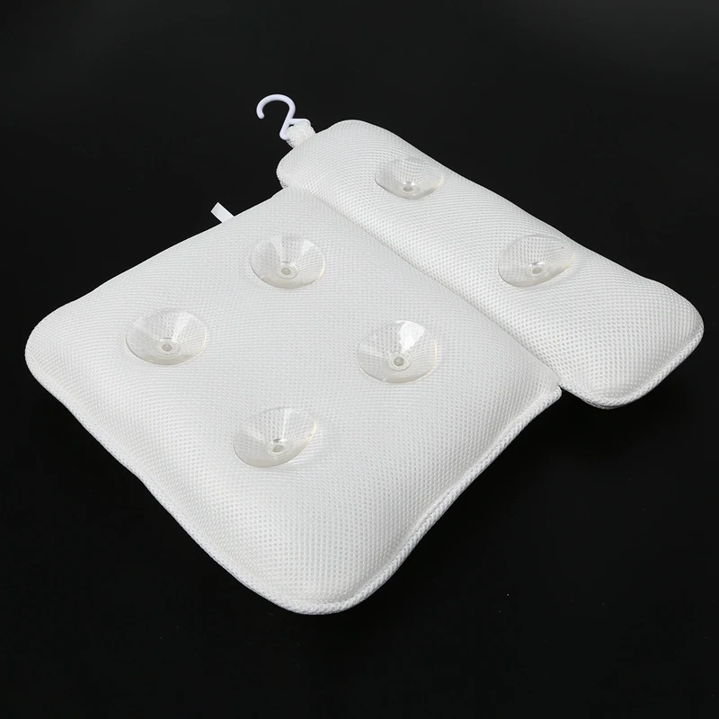 Breathable 3D Mesh Spa Bath Pillow with Suction Cups Neck and Back Support Spa Pillow for Home Hot Tub Bathroom Accessories