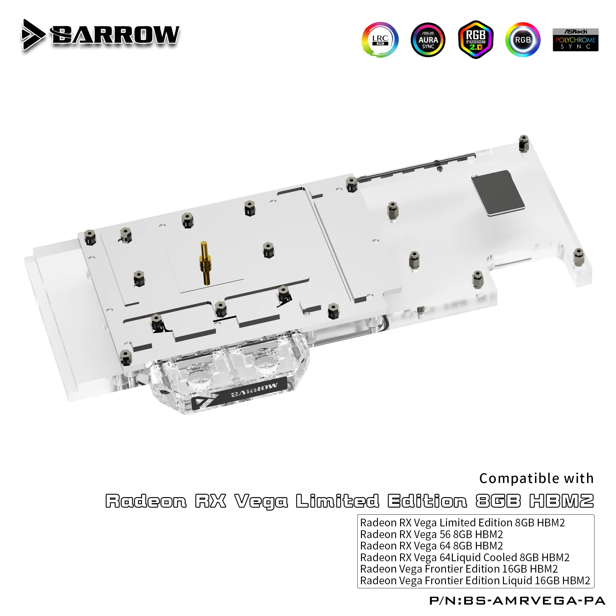 BARROW Full Cover Graphics Card Block use for AMD Radeon RX VEGA 64 / Public Version VEGA 56 Frontier GPU Radiator Copper Block