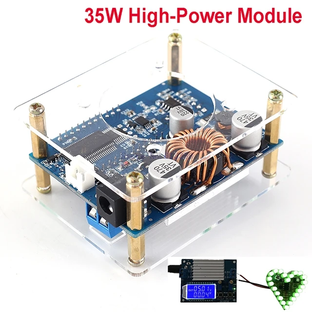 

A7-- Step Up Down Converter 35W High-Power Adjustable Buck-Boost Power Supply Module LCD Display With Acrylic Shell