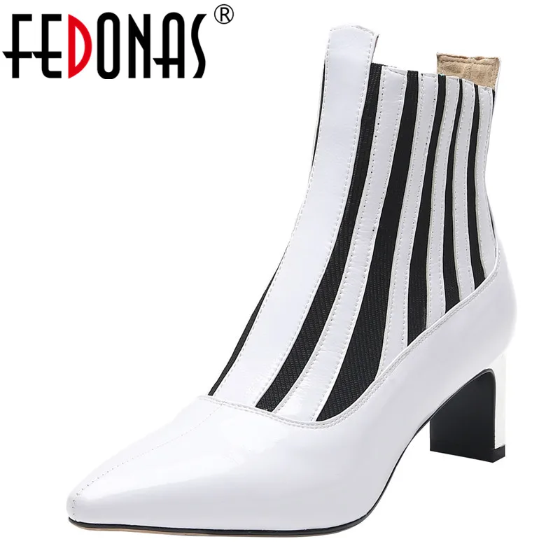 

FEDONAS Quality Genuine Leather Women Ankle Boots Elegant Female Pointed Toe Chelsea Short Boots New Party Dancing Shoes Woman
