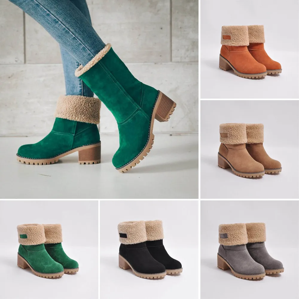 Обувь; женские ботильоны из флока; Теплая обувь; сезон осень-зима; однотонные повседневные Ботинки Martin на среднем каблуке 3 см с мехом сбоку