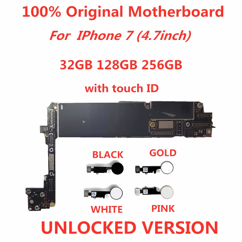Оригинальная материнская плата для iphone 7 разблокированная с Touch ID/NO ID logic compact icloud