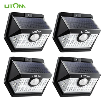 

4 Pack LITOM 30 LED Garden Solar Light with Motion Sensor 3 Lighting Mode IP65 Waterproof Lights 270° Wide-angle Luz Solar Led