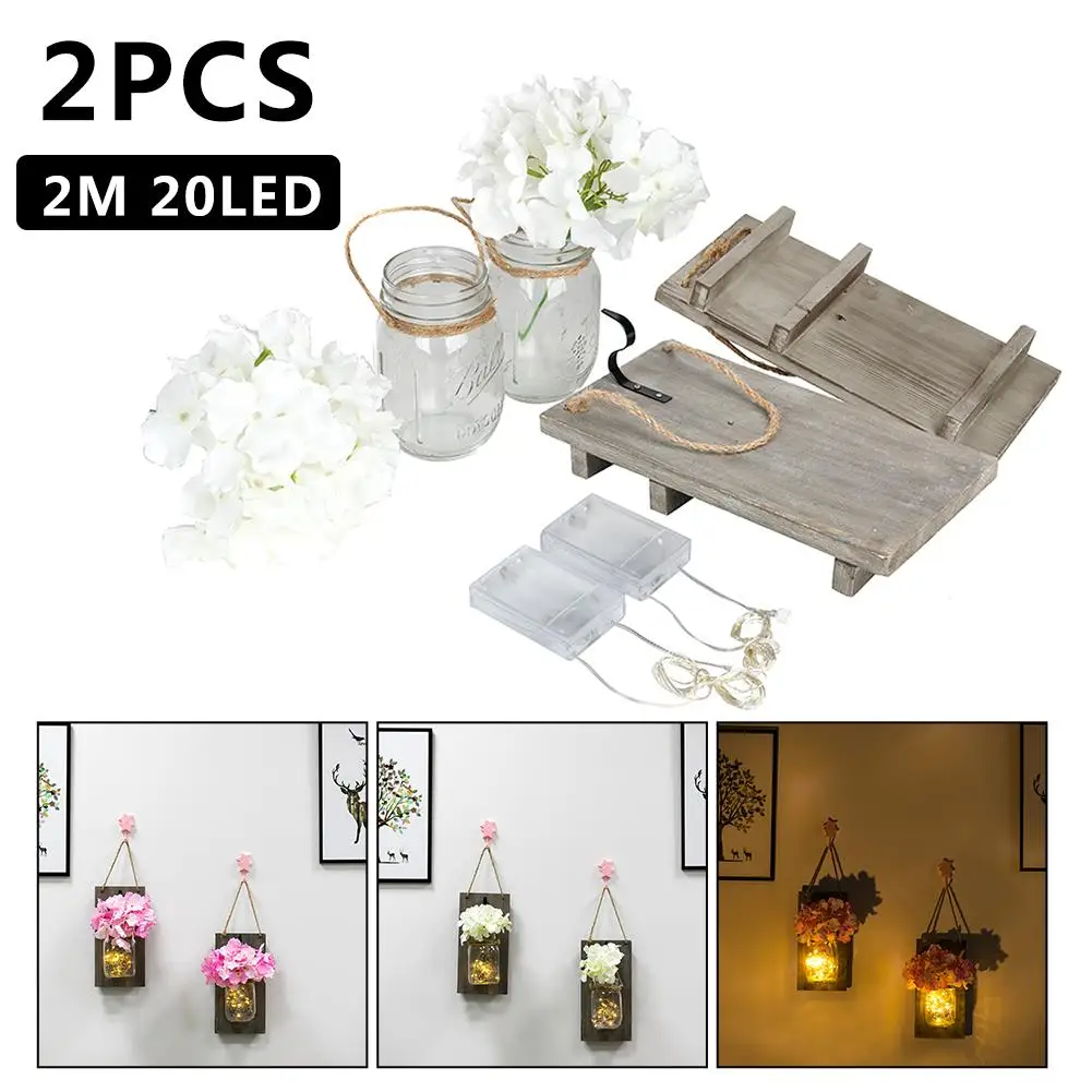 

2M 2Sets LED Fairy Light Solar Powered For Mason Jar Lid Insert Light LED Fairy String Wire Lamp Color Changing Garden Decor