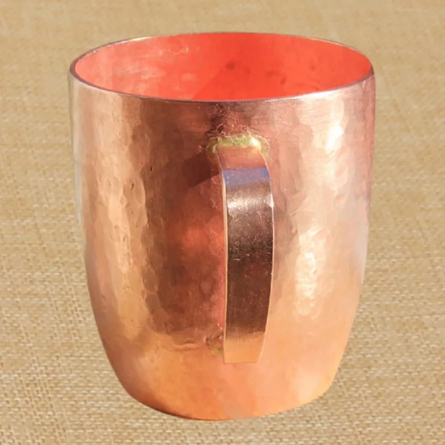 Pure Copper Cup Mug with Lid Milk Tea Container Thick Handmade Prevention of Vitiligo Purple Handle