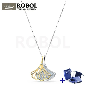

Original SWA Necklace with Original Marking STUNNING GINKO PENDANT Necklace Box Set Women Jewelry Gift Free Shipping