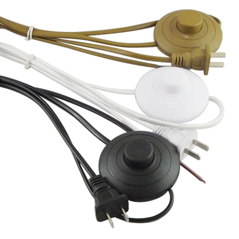 10pcs US Plug With Foot Switch Wire 1.8M Dimmer Black/White Lamp Cable For Table Floor 110-220V Electricity | Лампы и освещение