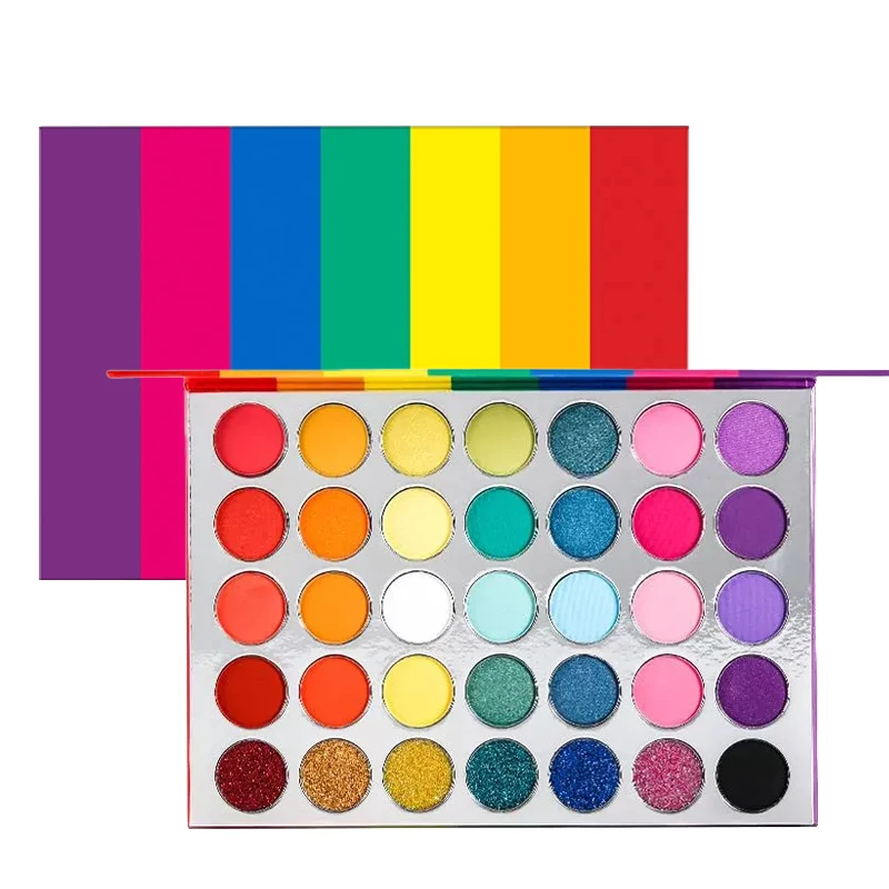 Private Label 35 Color Rainbow Eyeshadow Palette Matte Metallic Shimmer Makeup Eye Shadow Bright  Shades Make Your Own Brand