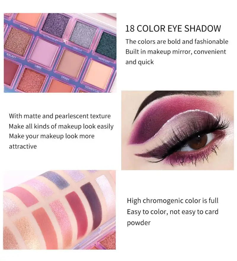 MISS ROSE 18 Colors Eyeshadow Palette Water Reverse Matte Glitter Eye Powder Long-wearing Waterproof Eye Shadow Palette TSLM1 MISS ROSE 18 Colors Eyeshadow Palette Water Reverse Matte Glitter Eye Powder Long-wearing Waterproof Eye Shadow Palette TSLM1