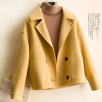 

Coat Women Winter 2020 New Korean Coat Suit Collar 100% Wool Coat Temperament Casual Loose Woolen Coat Winter Black Coat
