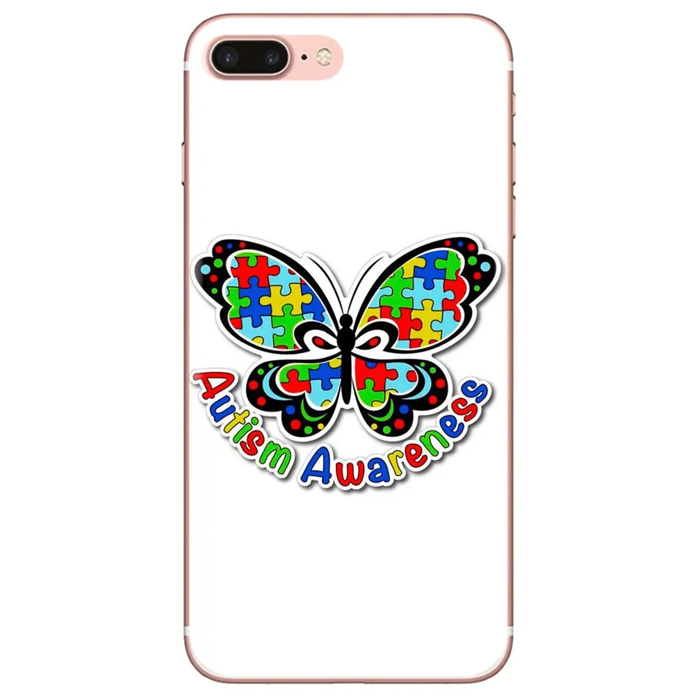 For iPhone 11 Pro 4 4S 5 5S SE 5C 6 6S 7 8 X XR XS Plus Max iPod Touch Beautiful Autism Awareness butterfly Soft Case Covers | Мобильные