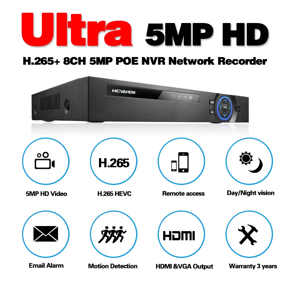  H.265 H.264 4/8CH POE NVR Security IP Camera video Surveillance CCTV System P2P ONVIF 5MP Network V - 4.00026E+12