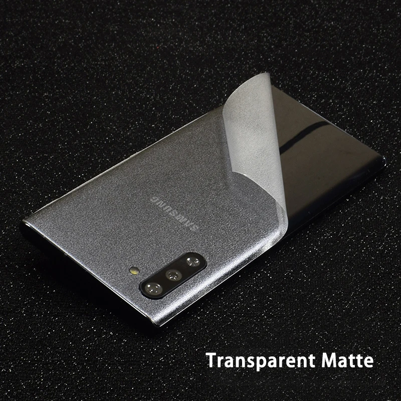 3D углеродное волокно/кожа/дерево скины Телефон задняя наклейка для SAMSUNG Galaxy Note 10 Plus Note 10 A60 A80 Прозрачный матовый стикер - Цвет: Clear Matte