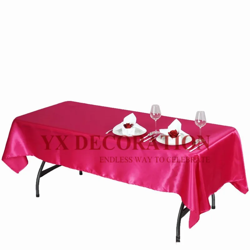 Cheap Wedding White Satin Table Cloth Rectangle Table Cover Table Overlay for Wedding Birthday Party Decors Christmas Tablecloth