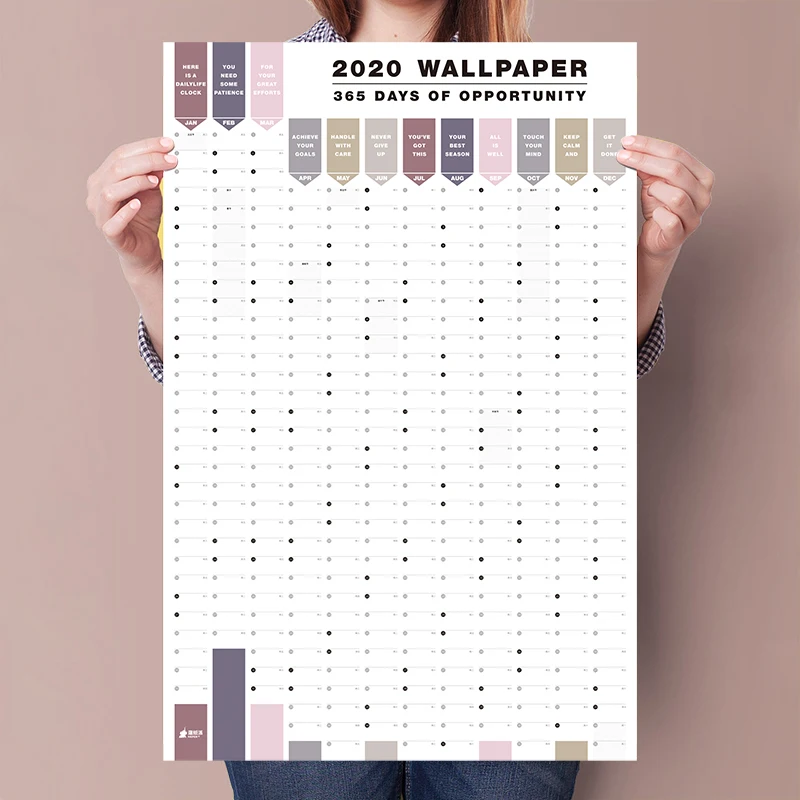 

2Pcs/Set 2019/2020 Paper Yearly Calendar Wall Calendar Agenda Organizer Daily Weekly Schedule Planner