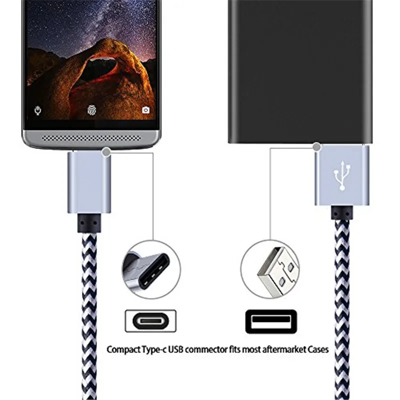 Кабель usb type C для Xiaomi Redmi Note 7 mi9 USB C кабель для samsung S9 провод для быстрого заряда USB-C шнур для зарядки мобильного телефона
