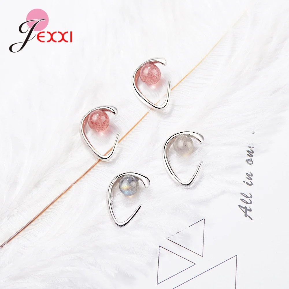 Small Cute Natural Strawberry Crystal Moonstone 925 Sterling Silver Fashion Earrings For Women Statement New Year Gifts Jewelry