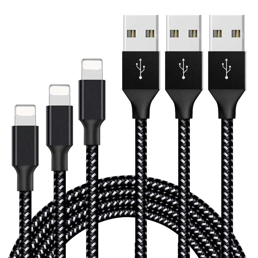 Кабель Deekite iPhone нейлоновый кабель Lightning(2-Pack), кабель мобильного телефона для iPhone 5S, 6,7, 8, X, XS, XR, XS MAX, iPad и многое другое