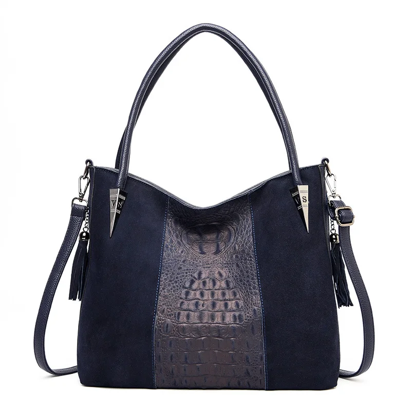 Gykaeo, роскошные сумки, женские сумки, дизайнерские, для покупок, Большая вместительная сумка, женская мода, крокодиловый узор, сумки на плечо, Bolsa - Цвет: Синий